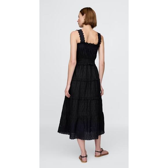 NWT Gap × DÔEN Black Eyelet Midi Dress -XXS - Picture 3 of 6